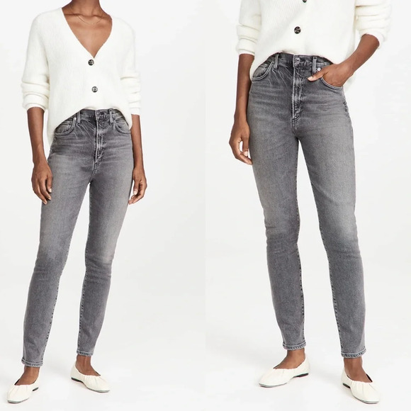 NWT Agolde Pinch Waist Skinny Jeans in Interlude - Black Size 26 $168 Revolve